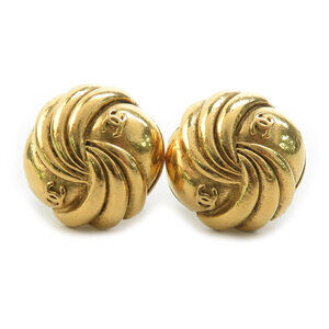 Chanel earrings, Coco Mark design, metal, gold, women's, e61832a